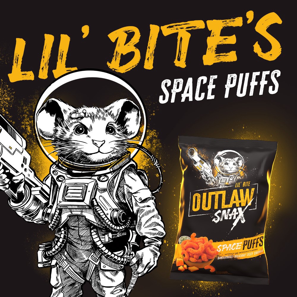 slide 4 of 6, Outlaw Snax Zesty Cheddar Space Puffs, 8.5 oz