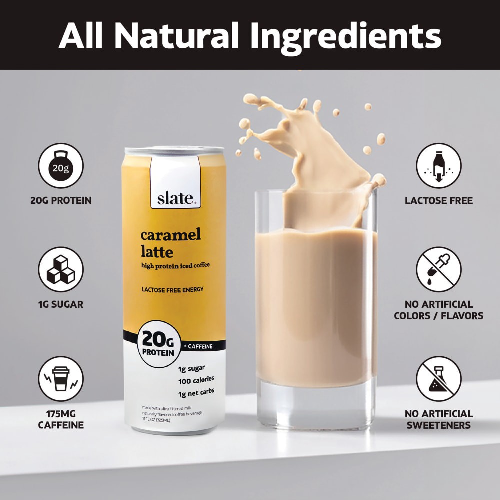 slide 2 of 5, Slate Caramel Latte High Protein Iced Coffee, 11 fl oz