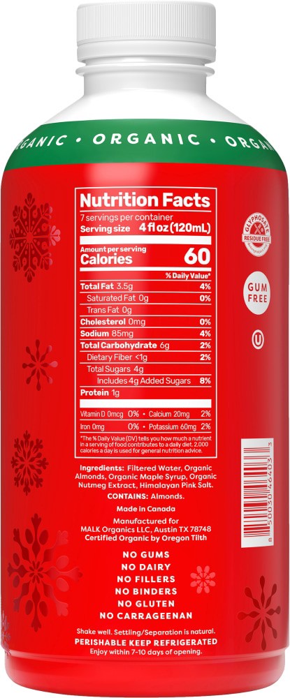 slide 3 of 3, Malk Almond Holiday Nog, 28 fl oz