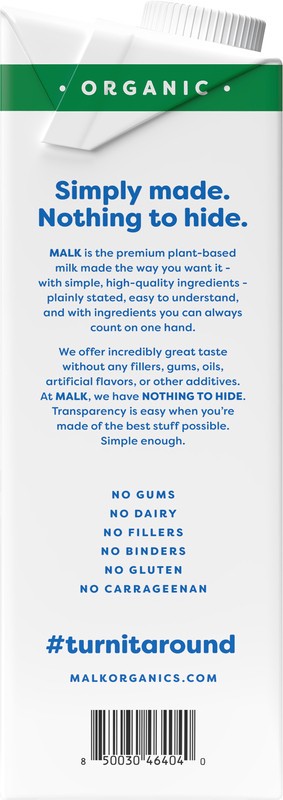slide 5 of 5, MALK Organics MALK Shelf Stable Unsweetened Almond, 32 oz
