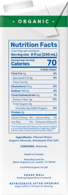 slide 2 of 5, MALK Organics MALK Shelf Stable Unsweetened Almond, 32 oz