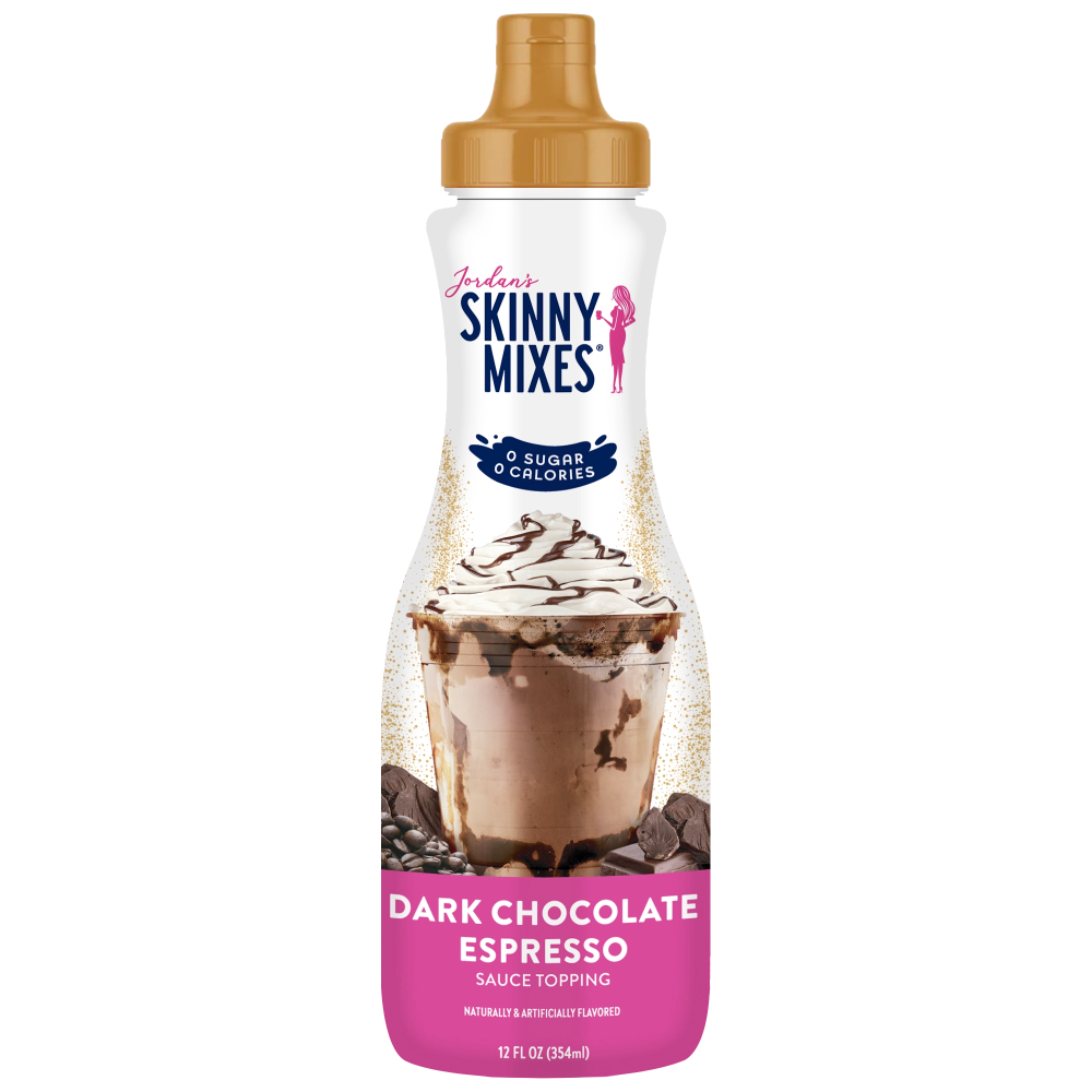 slide 3 of 3, Jordan's Skinny Mixes Sugar Free Dark Chocolate Espresso Sauce, 12 Oz., 1 ct
