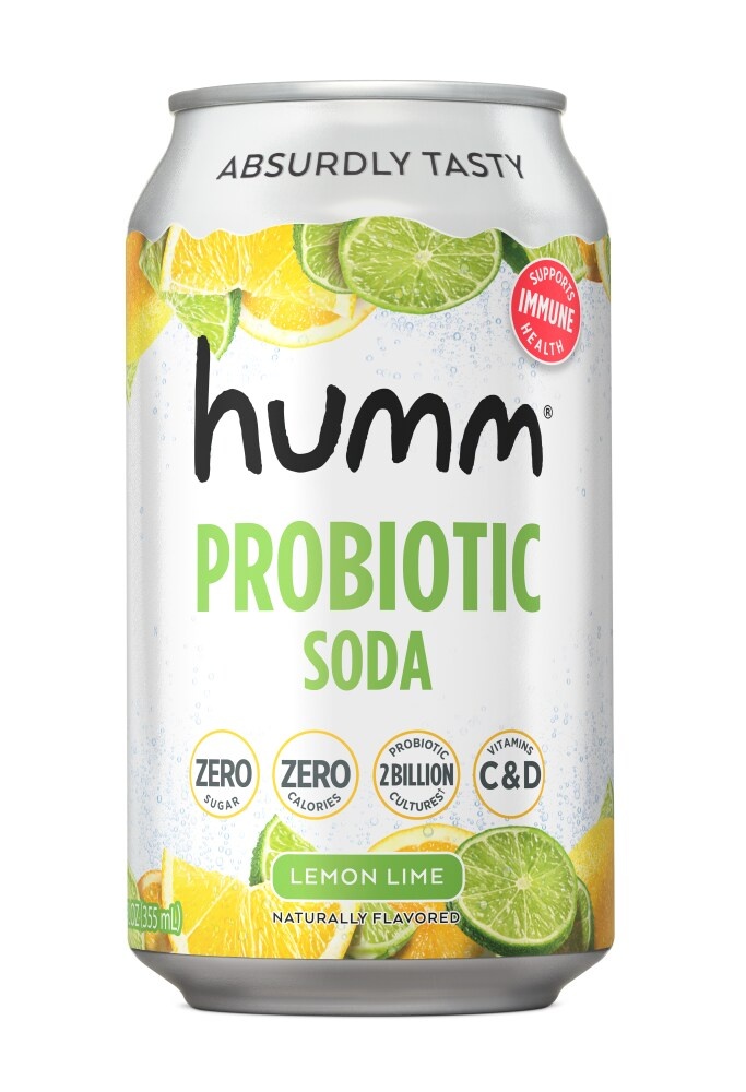 slide 1 of 1, Humm Kombucha Lemon Lime Probiotic Soda, 12 fl oz