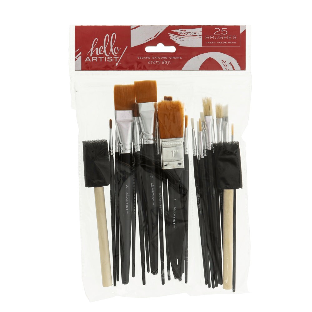 slide 2 of 2, Hello, Artist! Paint Brushes Value Pack, 1 ct