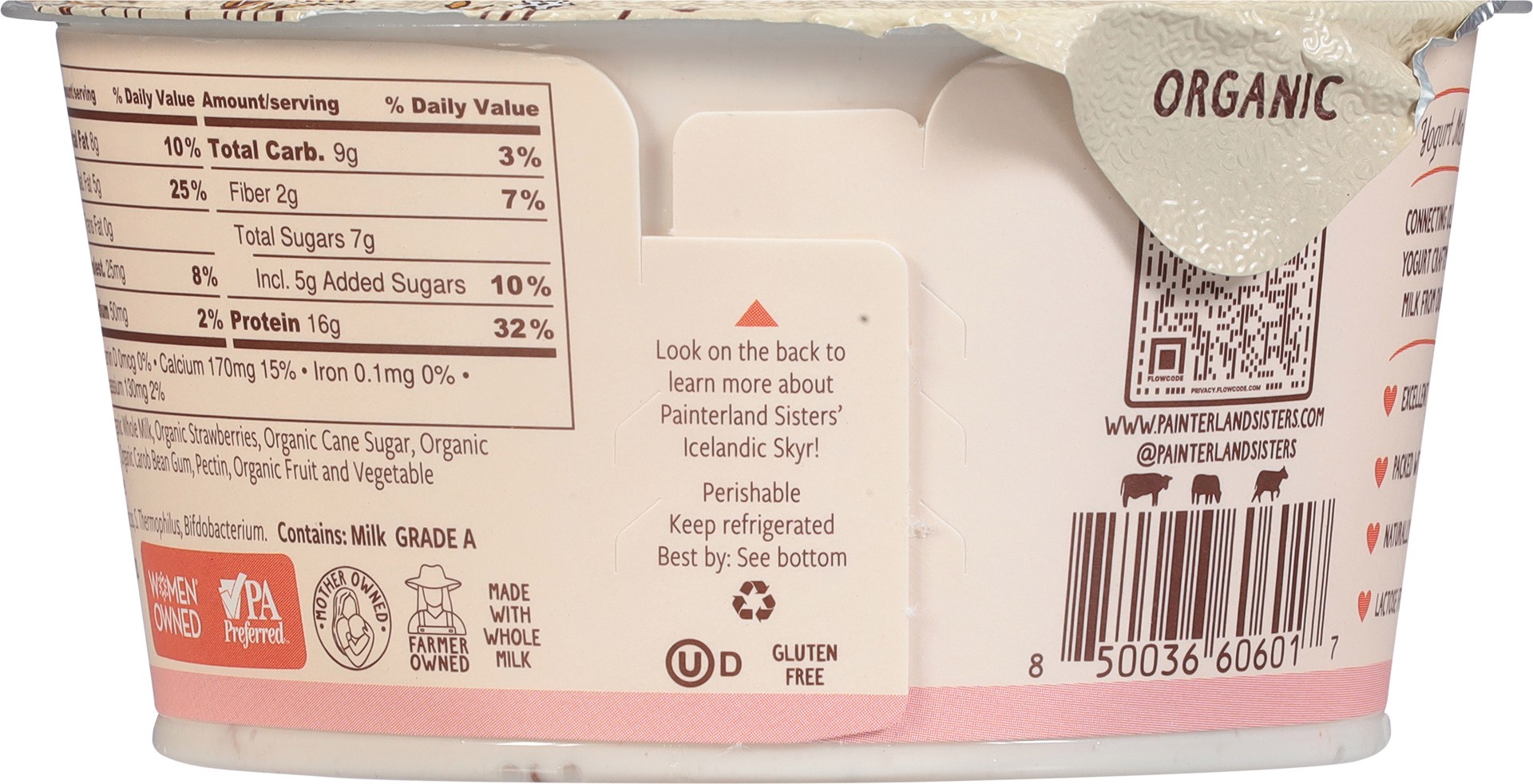 slide 5 of 5, Painterland Sisters Organic Skyr Strawberry Fields Yogurt 5.3 oz, 6.3 oz