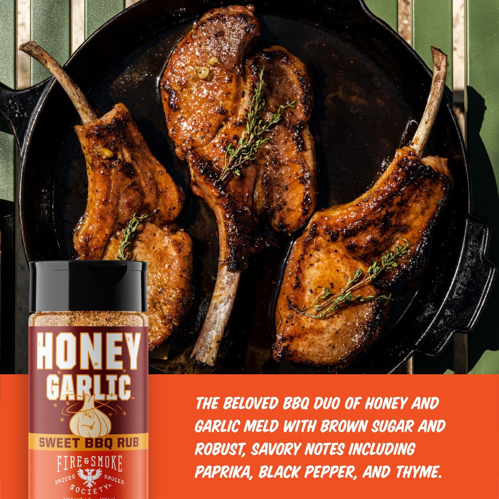 slide 5 of 6, Fire & Smoke Society Honey Garlic Sweet BBQ Rub 6.5 oz, 6.5 oz