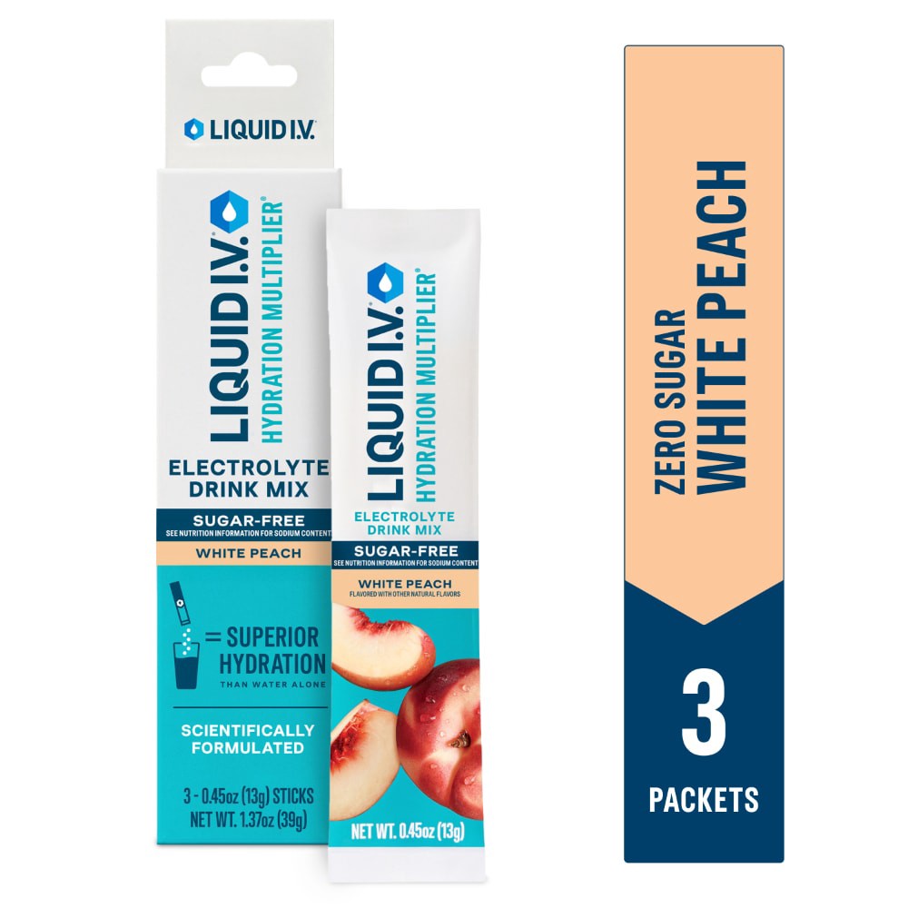 slide 2 of 6, Liquid I.V. Hydration Multiplier - Sugar Free Electrolyte Drink Mix White Peach, 3 ct