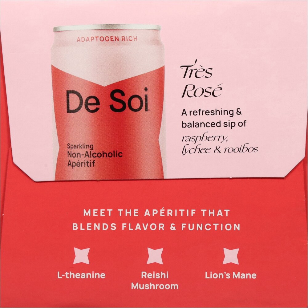 slide 4 of 6, De Soi Sprklng Bev Tres Rose, 4 ct; 8.4 oz