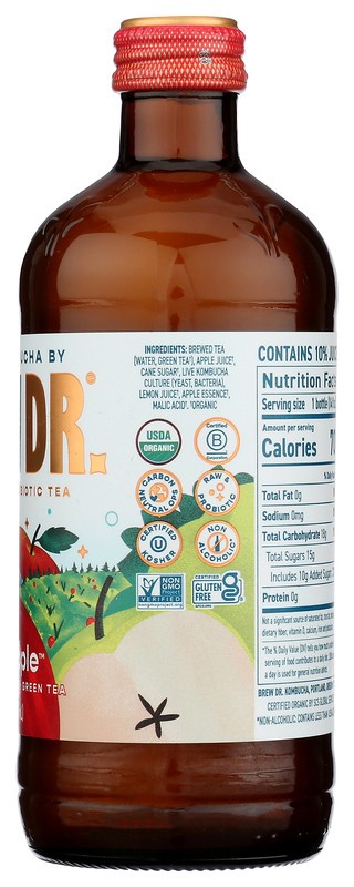 slide 2 of 5, Brew Dr. Brew Dr Kombucha Crisp Apple - 14 fl oz, 14 fl oz