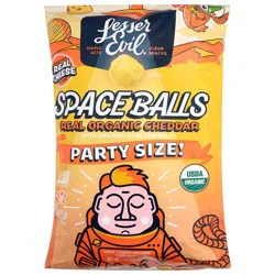 LesserEvil Organic Space Balls Real Cheddar Corn Puffs Party Size