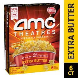 AMC Theatres Perfectly Popcorn Microwave Movie Theatre Extra Butter Popcorn 6 ea