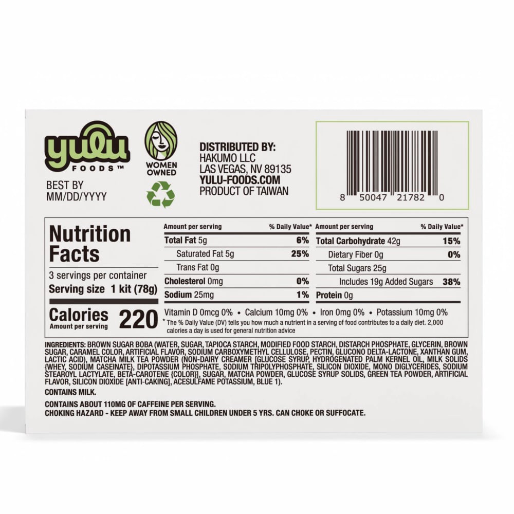 slide 4 of 4, Yulu Foods™ Matcha Milk Tea Boba Kit, 8.25 oz