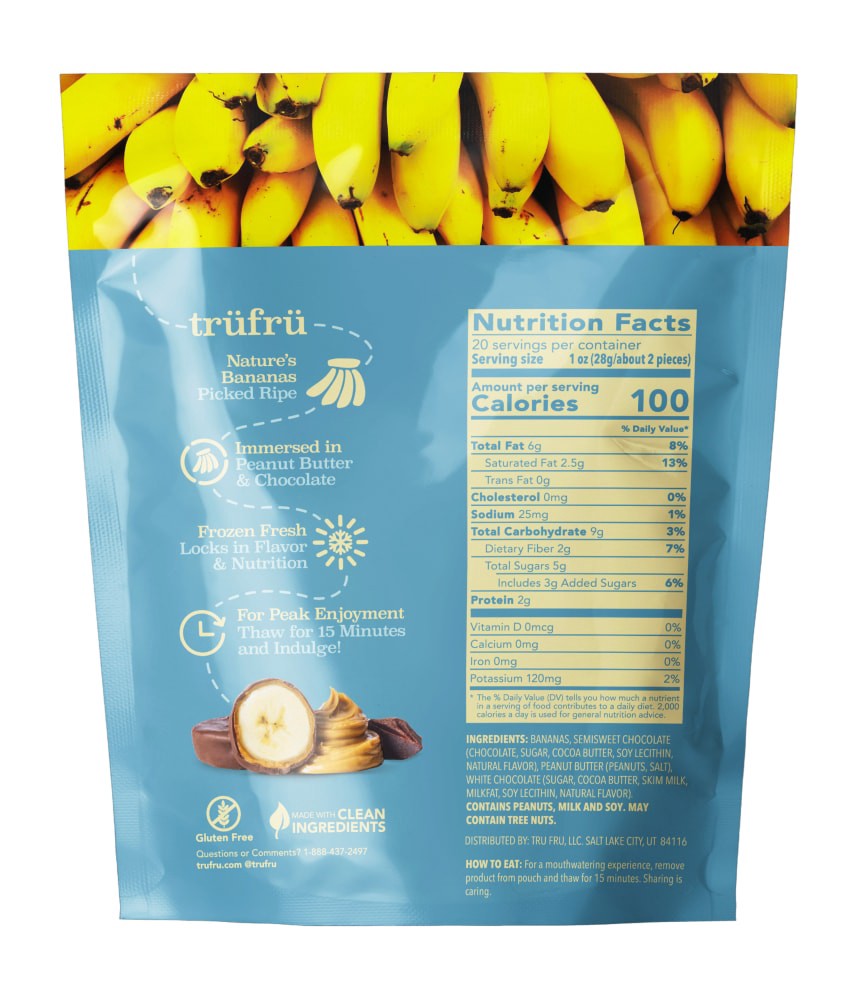 slide 2 of 5, Tru Fru Nature's Bananas Hyper-Chilled in Peanut Butter & Dark Chocolate, 20oz, 20 oz
