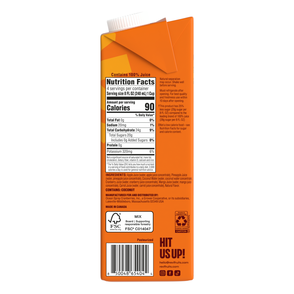 slide 3 of 5, Ocean Spray Revl Fruits Pineapple Mango Juice Blend - 32 fl oz, 32 fl oz