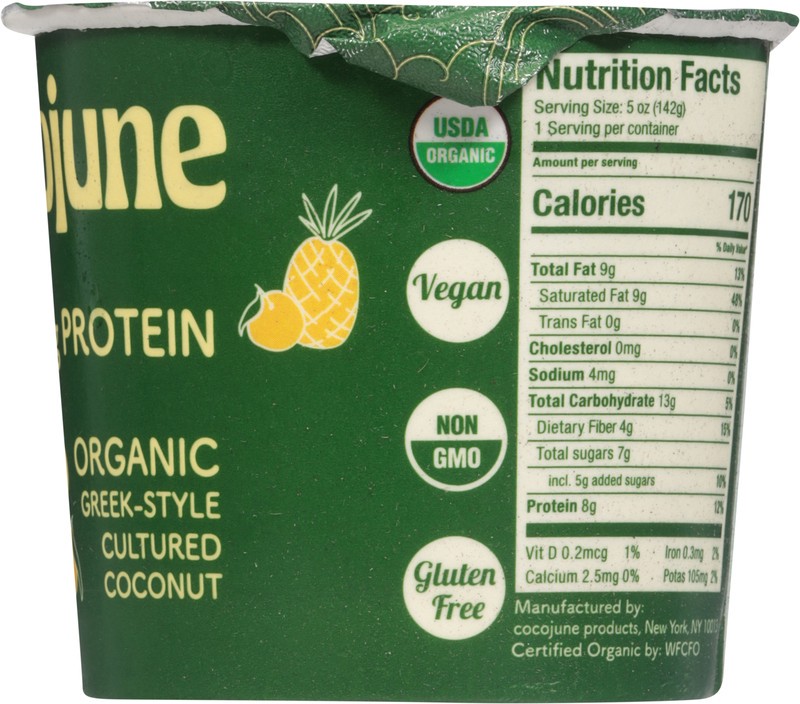 slide 3 of 5, Cocojune Organic Greek-Style Cultured Coconut Pineapple Yuzu Yogurt, 5 oz
