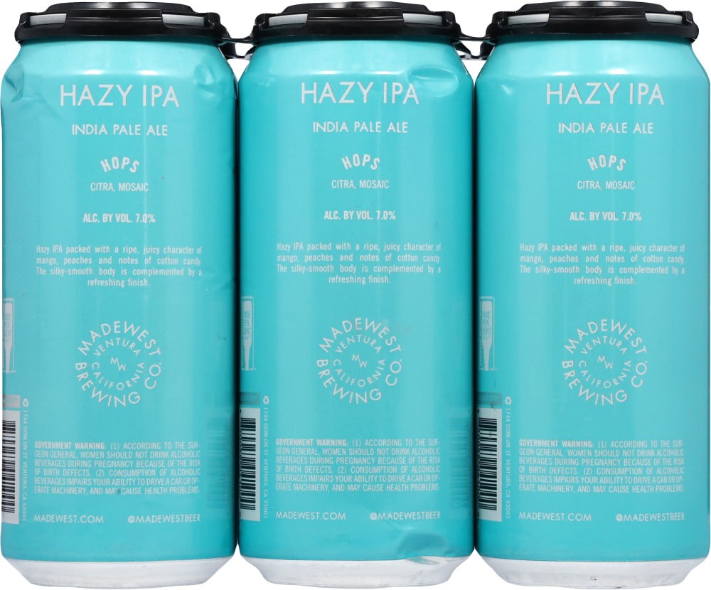 slide 2 of 2, Madewest Brewing Co. Hazy Ipa Beer, 6 cans / 16 fl oz