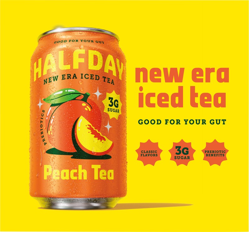 slide 3 of 4, Halfday Peach Iced Tea, 12oz Cans, 4pk, 4 ct
