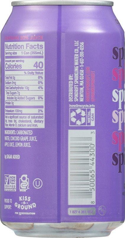 slide 3 of 5, Spindrift Concord Freeze Soda 12 fl oz, 12 fl oz