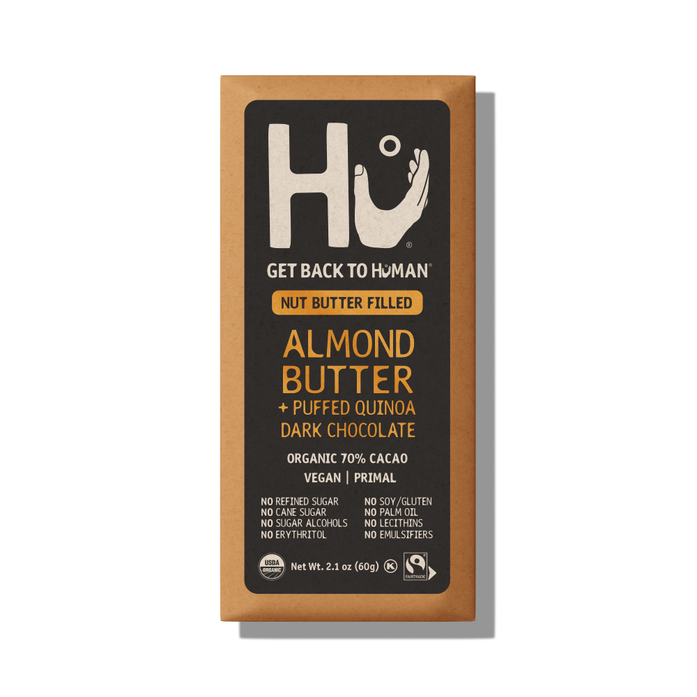 slide 2 of 3, Hu Almond Butter + Puffed Quinoa Dark Chocolate Bar, 2.1 oz