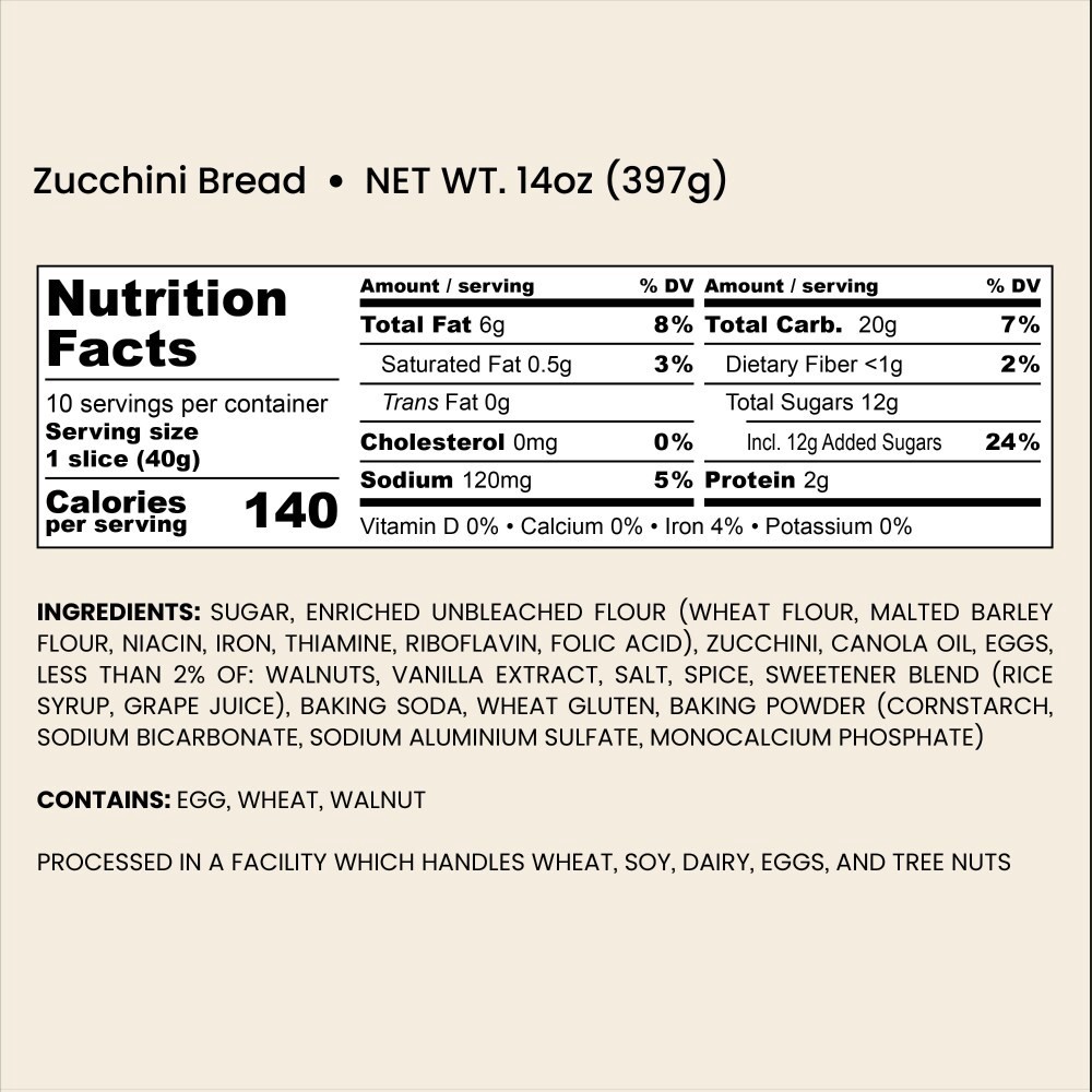 slide 2 of 4, Bakehouse Zucchini Bread, 14 oz