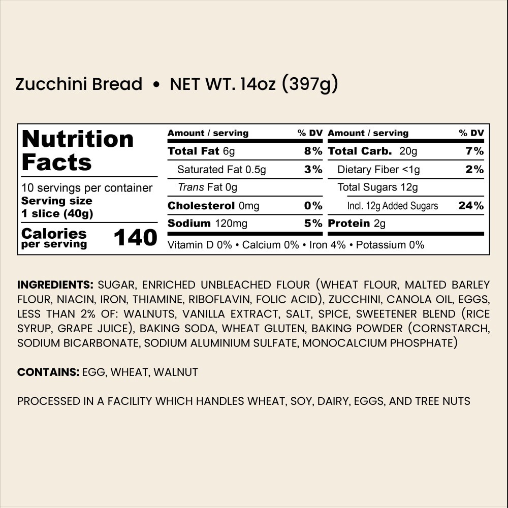 slide 4 of 4, Bakehouse Zucchini Bread, 14 oz