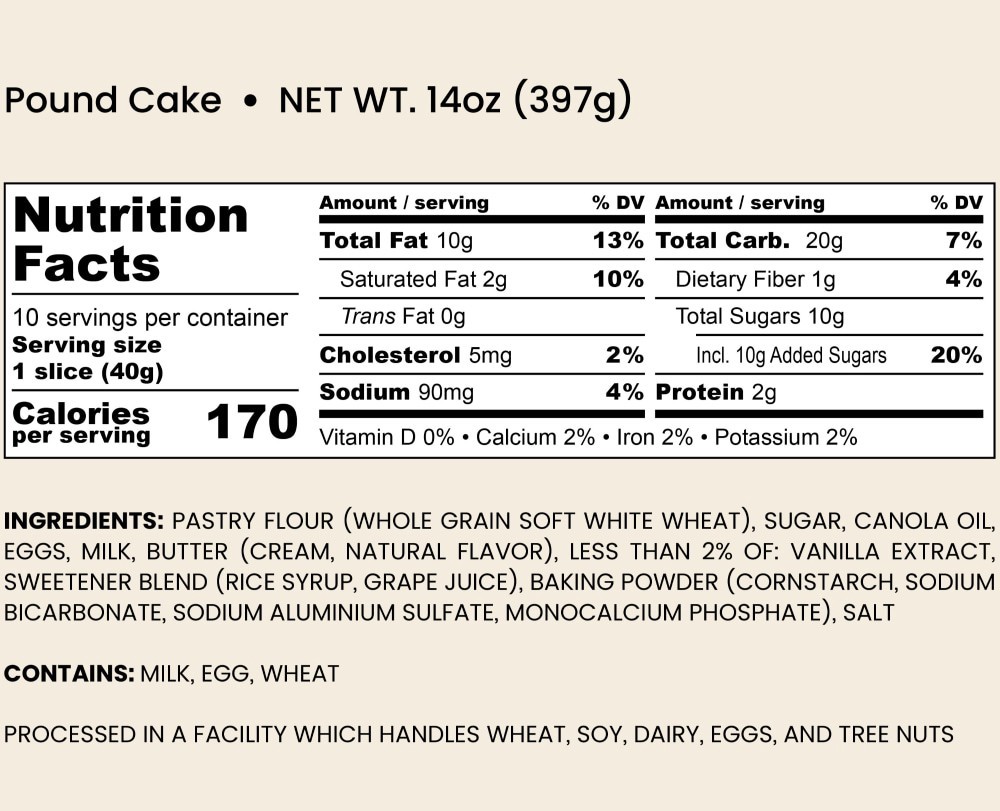 slide 4 of 5, Bakehouse Pound Cake, 14 oz