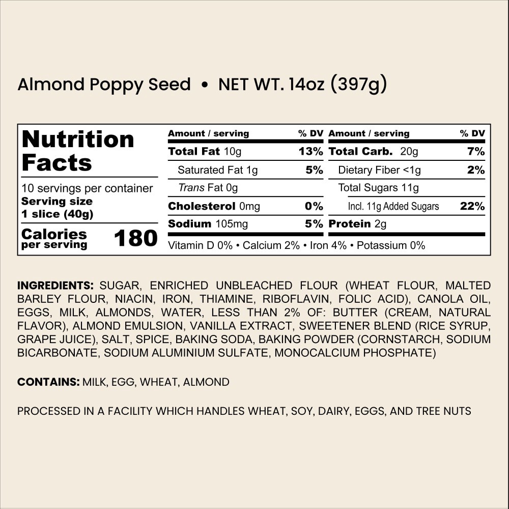 slide 3 of 4, Bakehouse Almond Poppyseed Bread, 14 oz