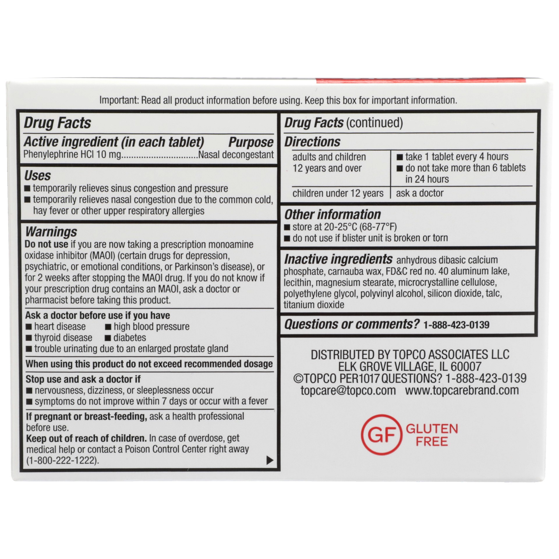 slide 5 of 6, TopCare Top Care Nasal Decongestant Pe Maximum Strength Non-Drowsy Tablets, 36 ct