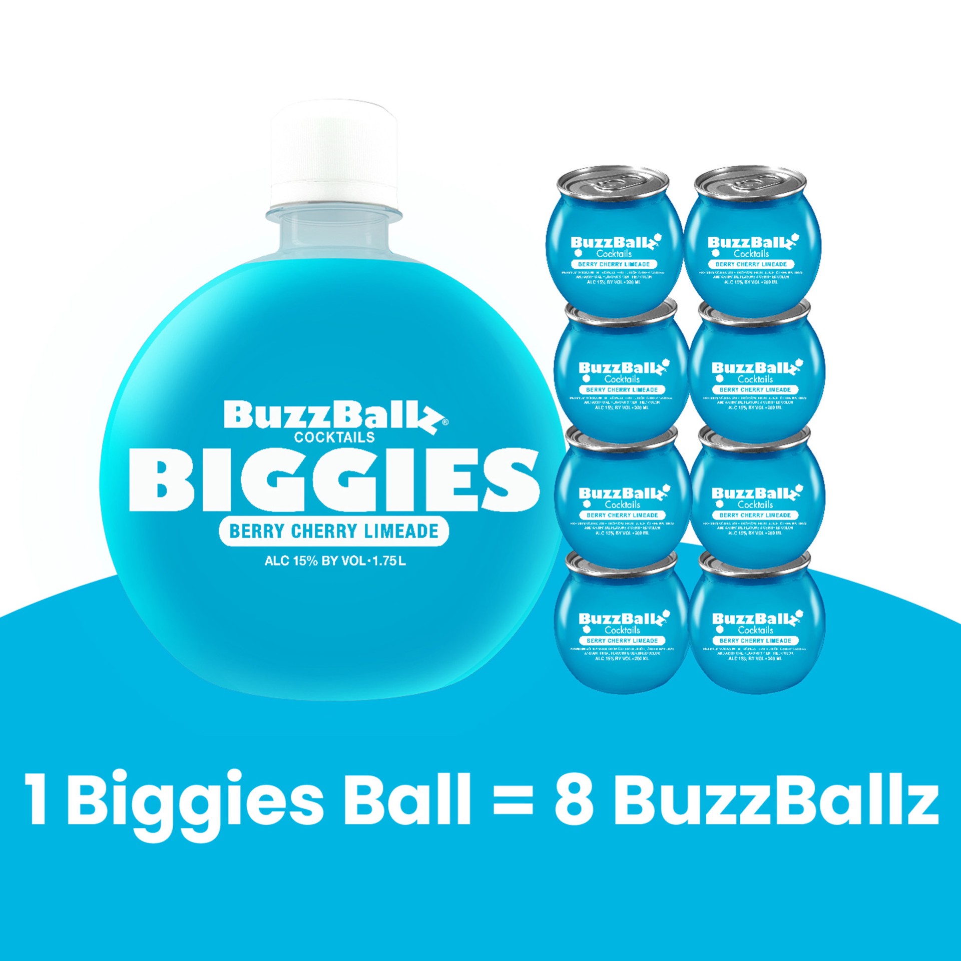 slide 2 of 4, BuzzBallz Biggies Berry Cherry Limeade Cocktail 1.75 l, 1.75 liter