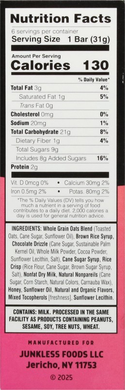 slide 3 of 5, Junkless Drizzled Chewy Birthday Cake Granola Bars 6 - 1.1 oz Bars, 6 ct