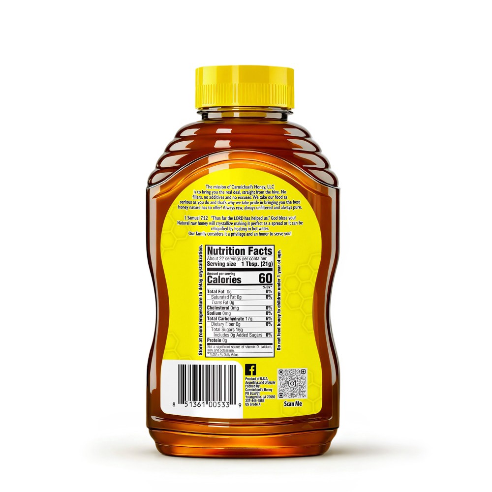 slide 4 of 5, Carmichael's 100% Pure & Raw Unfiltered Honey - 16 oz, 16 oz