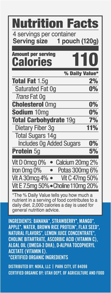 slide 4 of 5, Noka® Strawberry Mango Superfood Smoothies Pouches, 4 ct / 4.22 oz