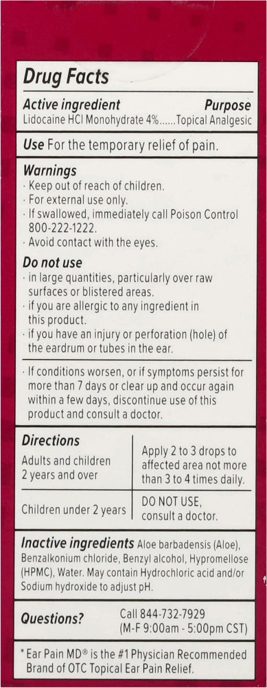 slide 3 of 5, Eosera Ear Pain Md 4% Lidocaine 5ml Drops - EA, 1 ct