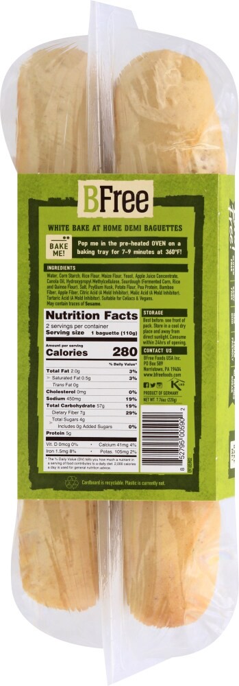 slide 2 of 3, BFree White Demi Baguettes, 2 ct / 7.76 oz, 7.76 oz