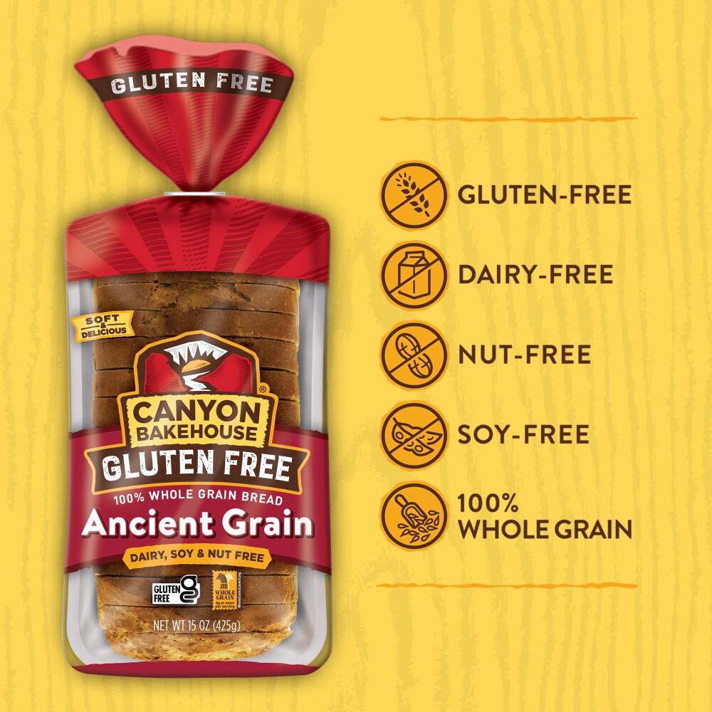 slide 4 of 5, Canyon Bakehouse Ancient Grain Gluten Free Bread, 100% Whole Grain Sandwich Bread, Fresh, 15 oz, 15 oz