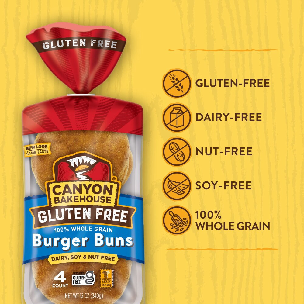 slide 5 of 6, Canyon Bakehouse Gluten Free Hamburger Buns, 12 oz