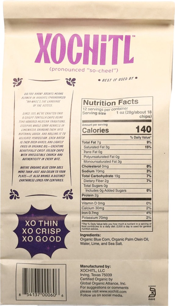slide 3 of 4, Xochitl Organic Mexican Blue Corn Tortilla Chips 12 oz, 12 oz