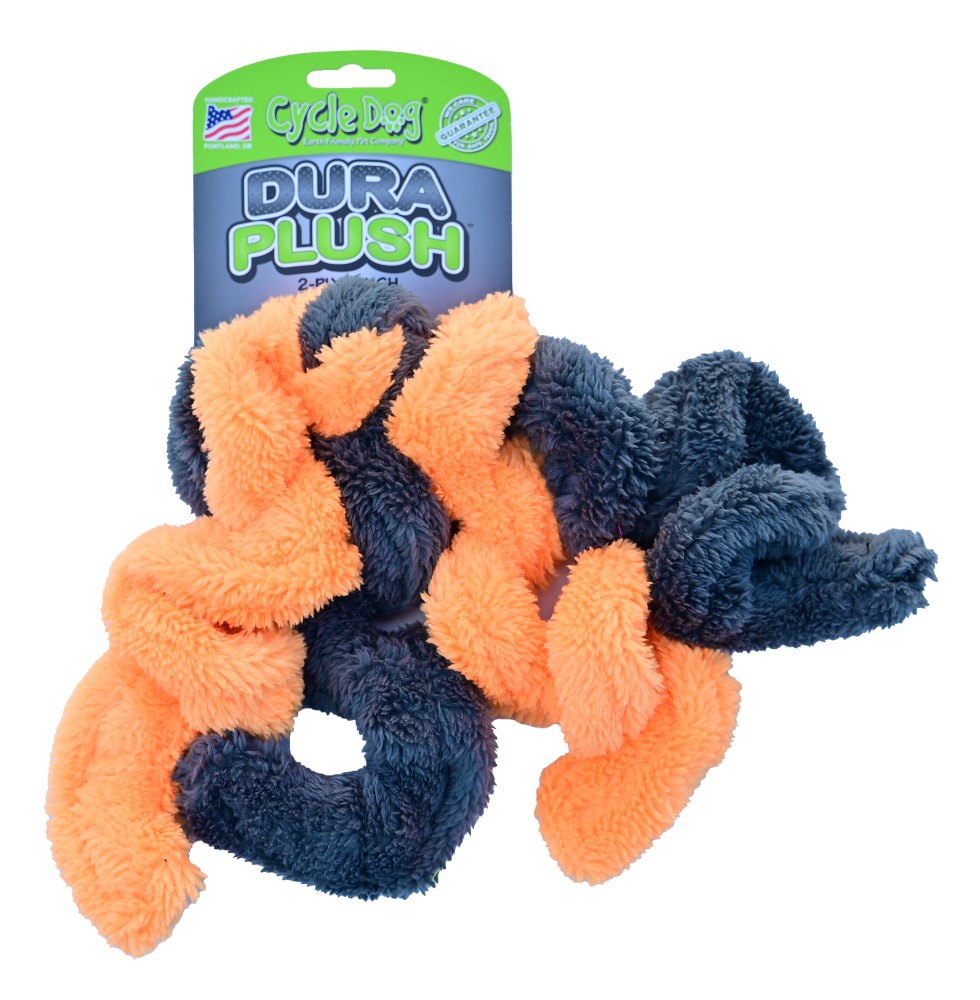 slide 1 of 1, Cycle Dog Duraplush Springy Thing Dog Toy - Orange/Gray, 2 ct