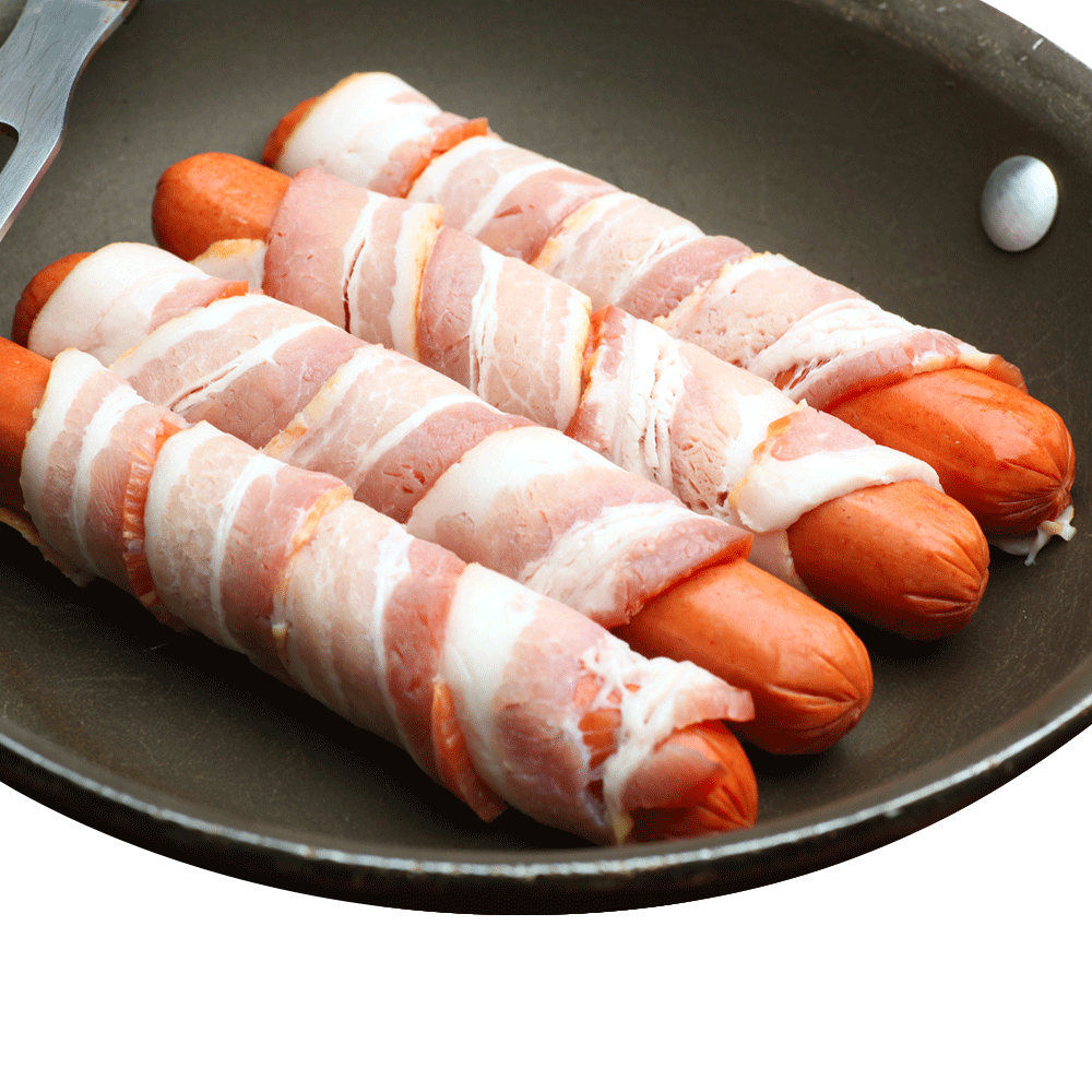 slide 1 of 1, Bacon Wrapped Hot Dogs W/ Jalapenos, 1 1/4 lb