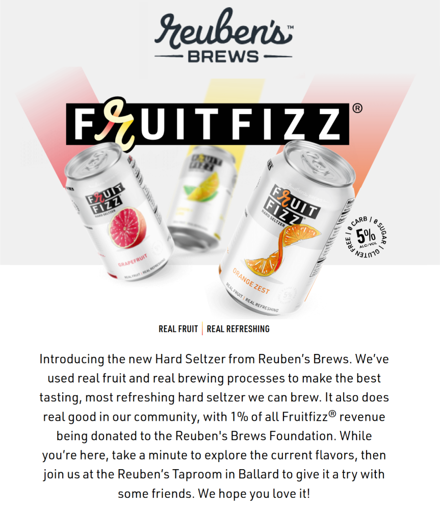 slide 3 of 3, Reuben's Brews Fruitfizz Hard Seltzer Variety Pack, 12 ct; 12 fl oz