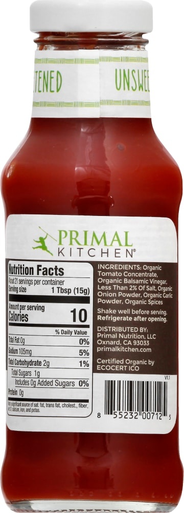 slide 6 of 6, Primal Kitchen Organic and Unsweetened Ketchup 11.3 oz, 11.3 oz