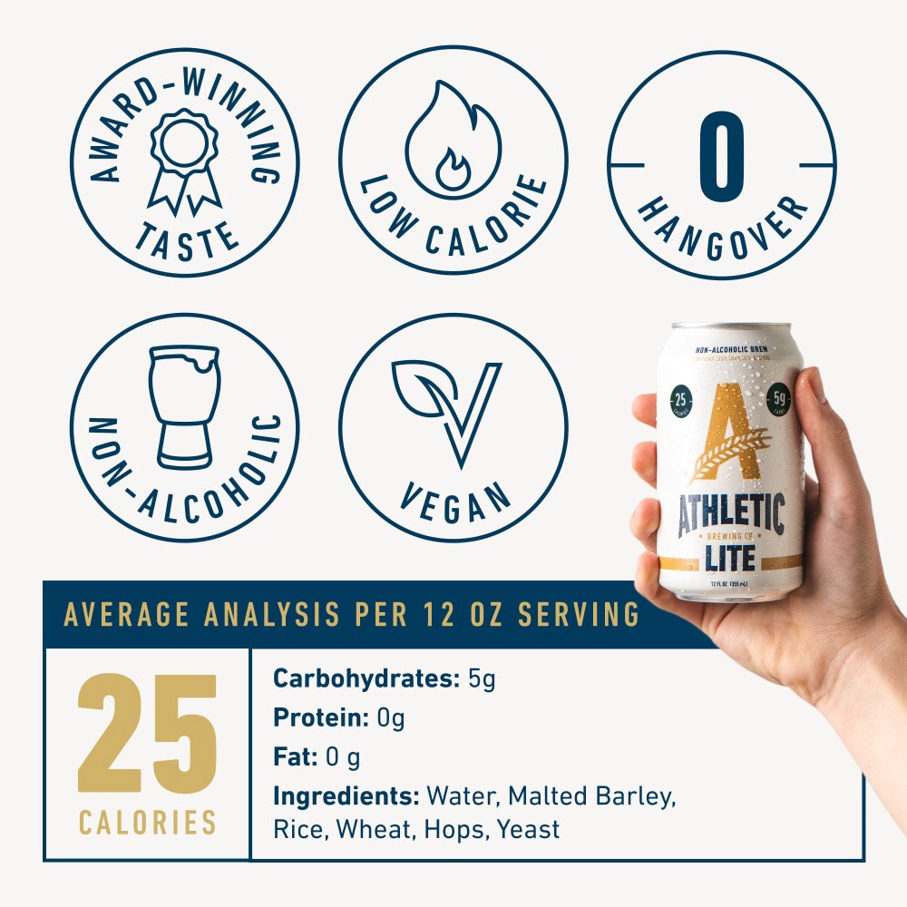 slide 3 of 6, Athletic Brewing Beer, Lite, 6 Pack, 6 ct; 12 oz