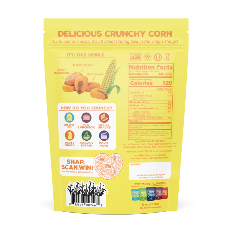 slide 2 of 3, LOVE CORN Cheddar 4oz, 4 oz