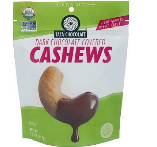 slide 1 of 1, Taza Dark Chocolate Covered Cashews, 4.2 oz