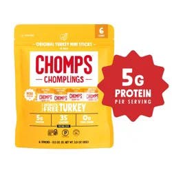 Chomps CHOMPLINGS Original Turkey Mini Meat Sticks, 6 Count