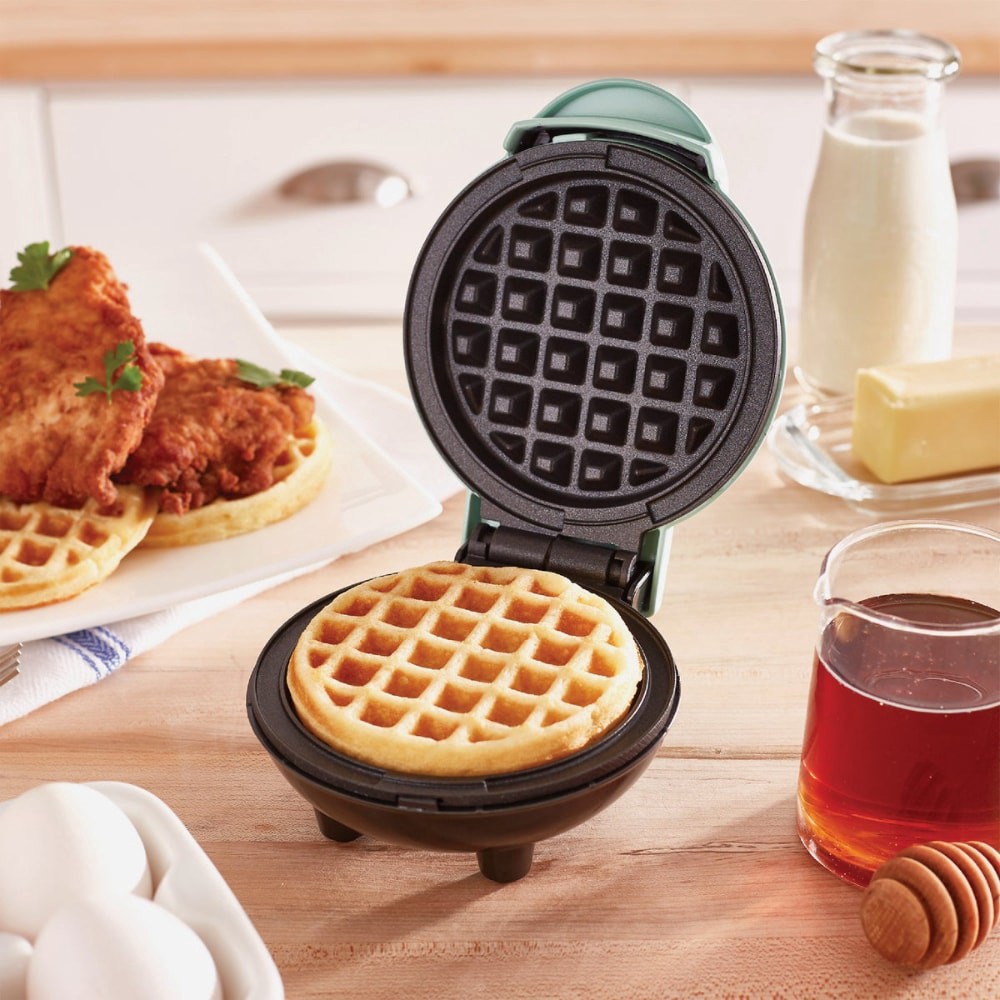slide 3 of 6, Dash Mini Waffle Maker, Aqua, 1 ct