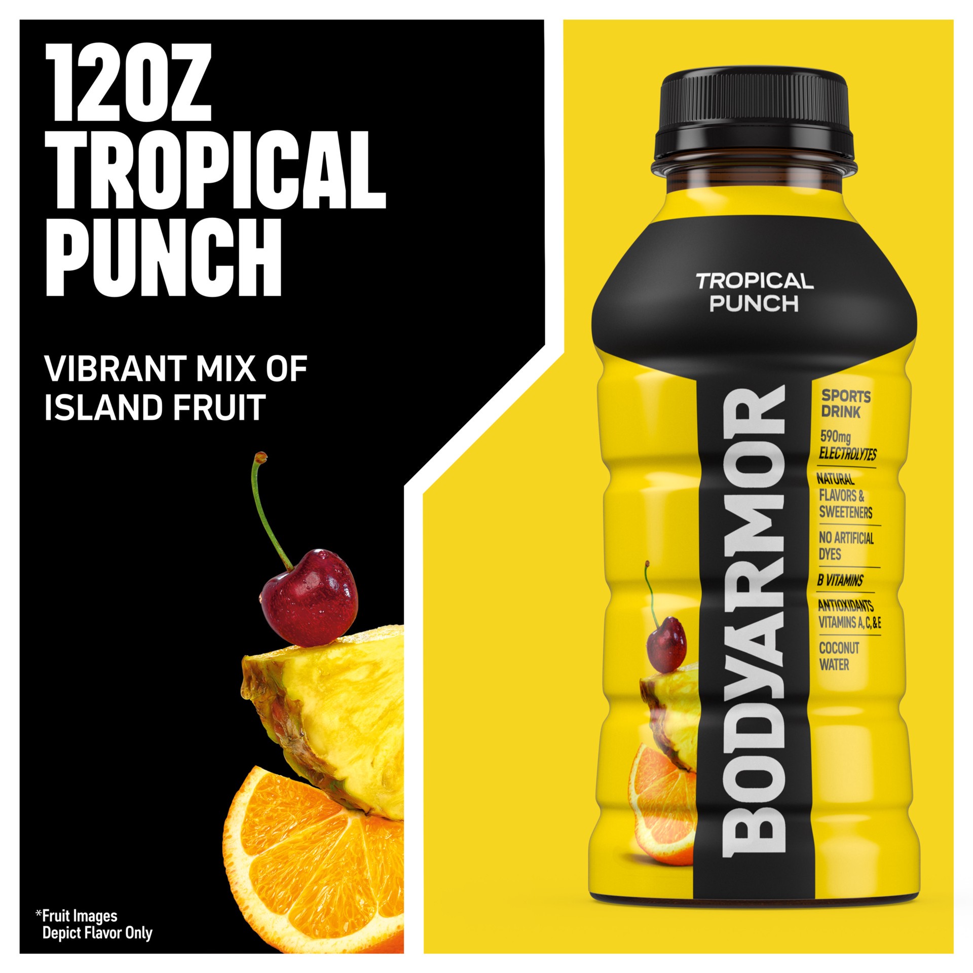 slide 2 of 5, BODYARMOR Tropical Punch Electrolyte Sports Drink, 12 fl oz Bottles, 8 Pack, 8 ct