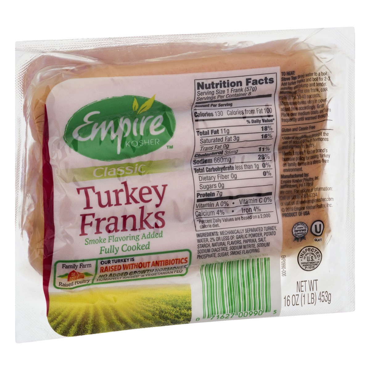 slide 2 of 9, Empire Kosher Classic Turkey Franks 16 oz, 16 oz