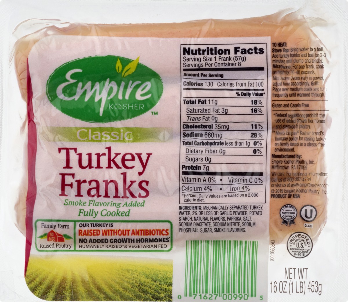 slide 4 of 9, Empire Kosher Classic Turkey Franks 16 oz, 16 oz