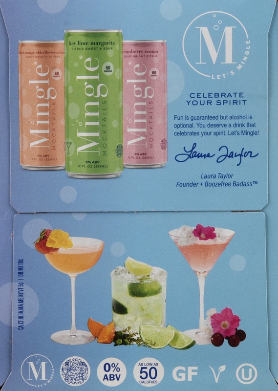 slide 5 of 5, Mingle Non-Alcoholic Blood Orange Elderflower Mimosa/Key Lime Margarita/Cranberry Cosmo Mocktails Party Pack 6 - 12 fl oz Cans, 6 ct